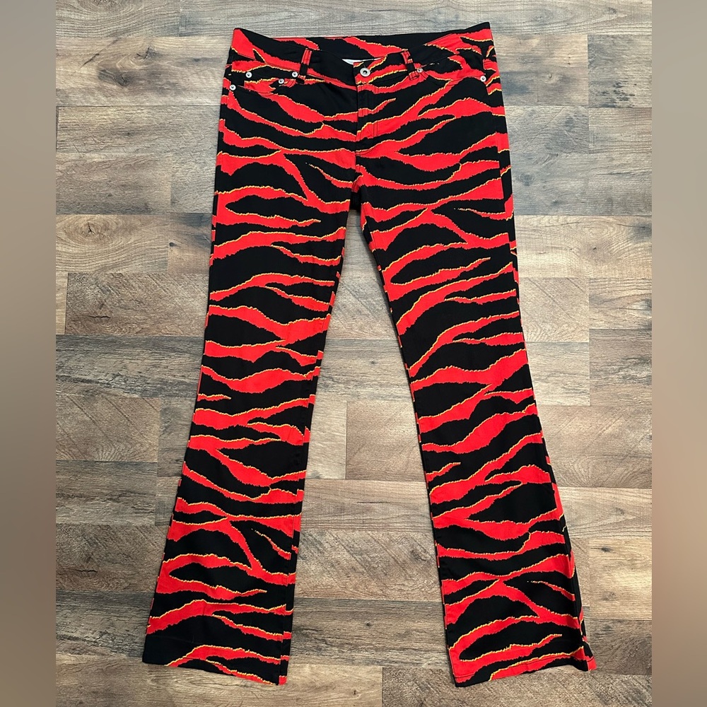 🔥LOUDMOUTH WOMENS TIGER PATTERN BOOT CUT PANTS SIZE 8🔥